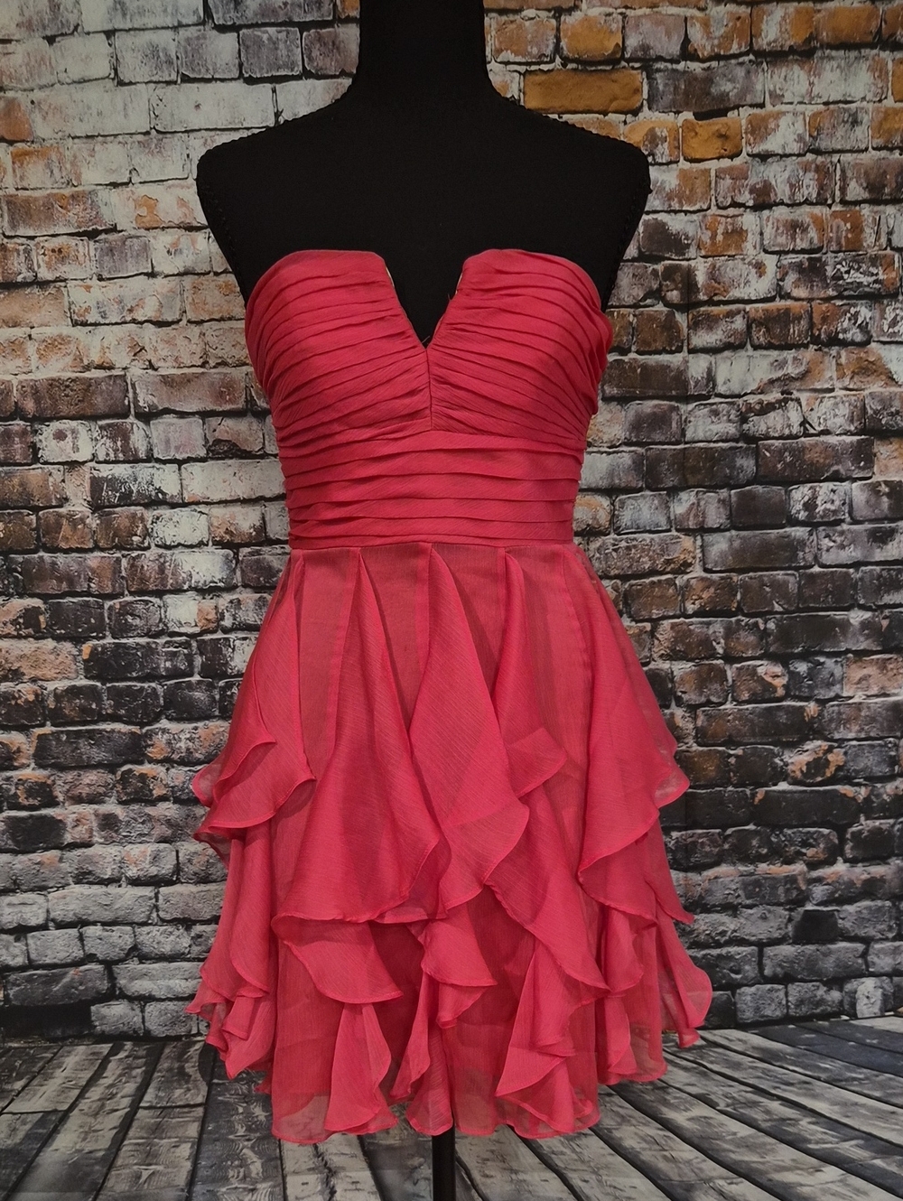 Arden B Strapless Ruffled Cocktail Dress in Pink
